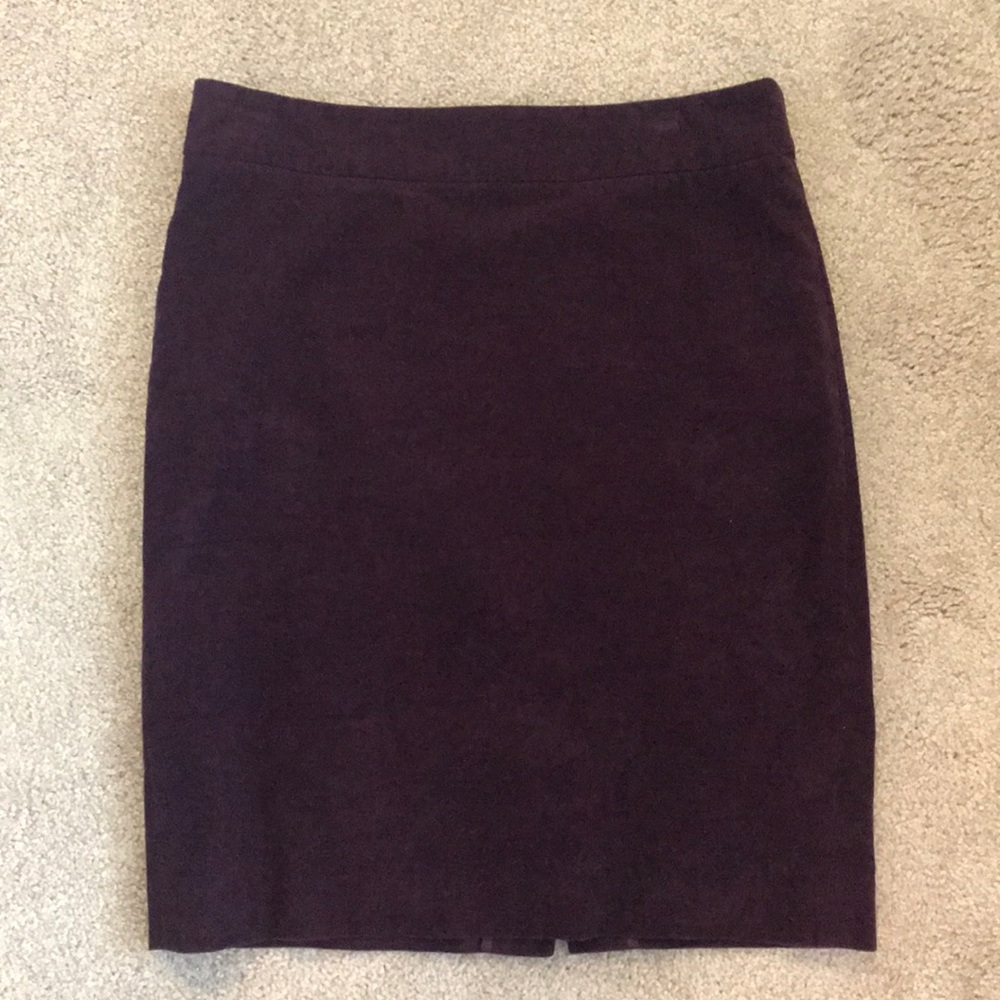 J. Crew Dark Purple Corduroy Pencil Skirt